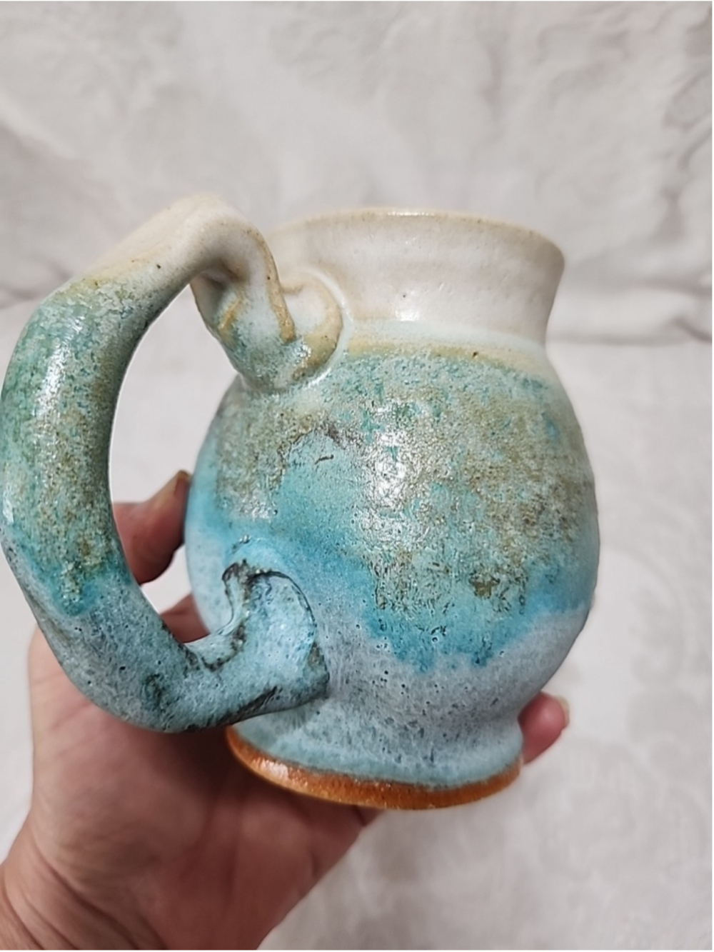 Studio Pottery Mug Turquoise Hand Thrown Signed 4 Inch Arizona - Picture 10 of 15
